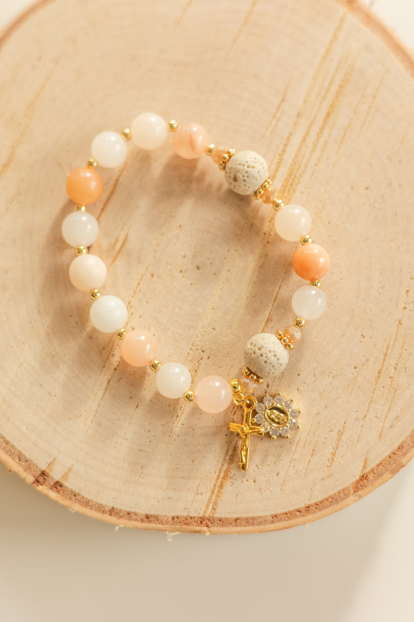 Stretch Decade Bracelet - Virgin Mary Mystical Rose