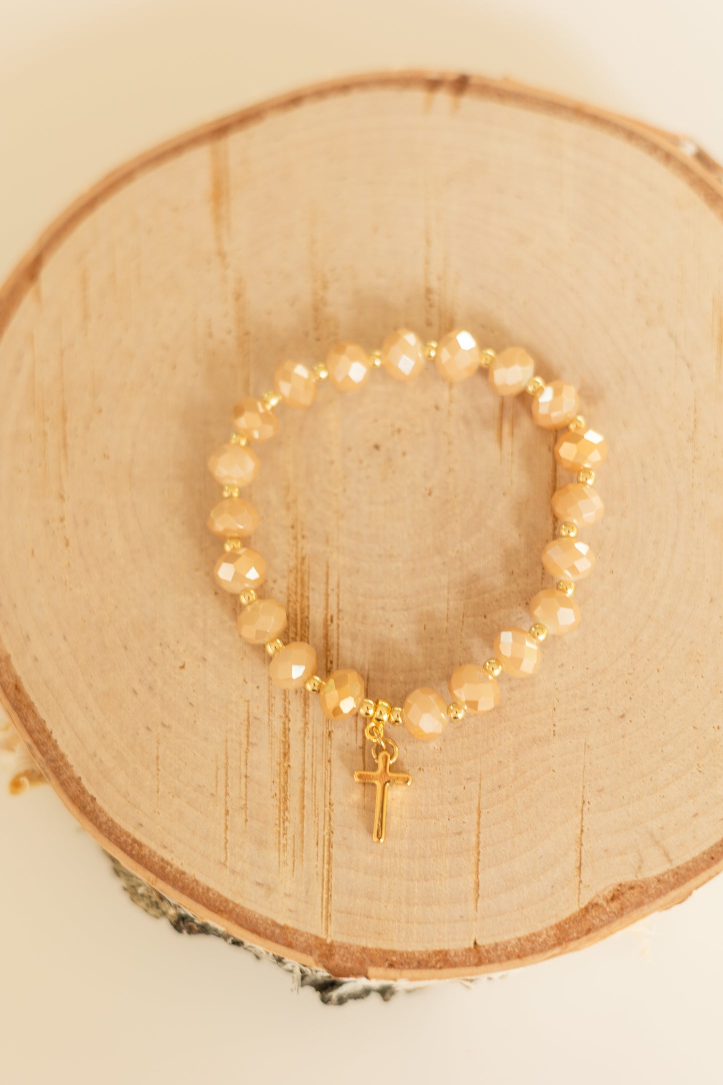 Stretch Stack Bracelet - Cross - Gold