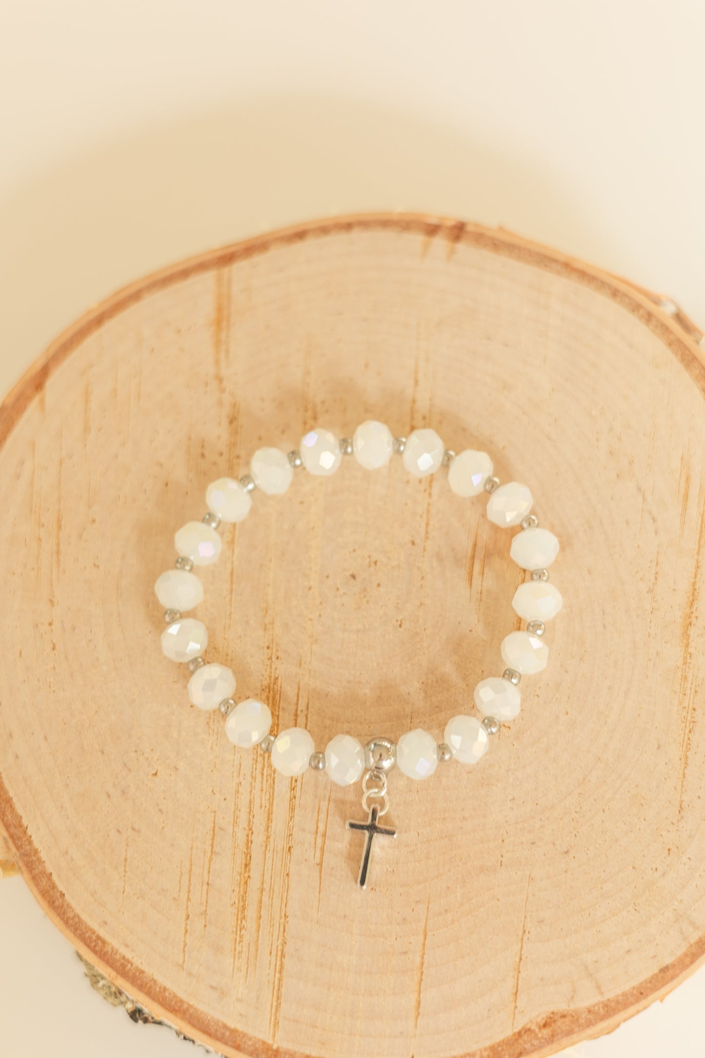 Stretch Stack Bracelet - Cross - Silver