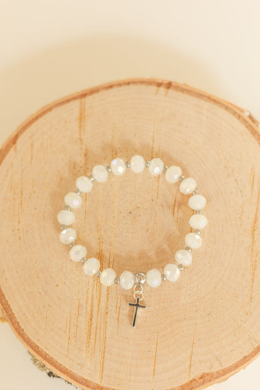 Stretch Stack Bracelet - Cross - Silver