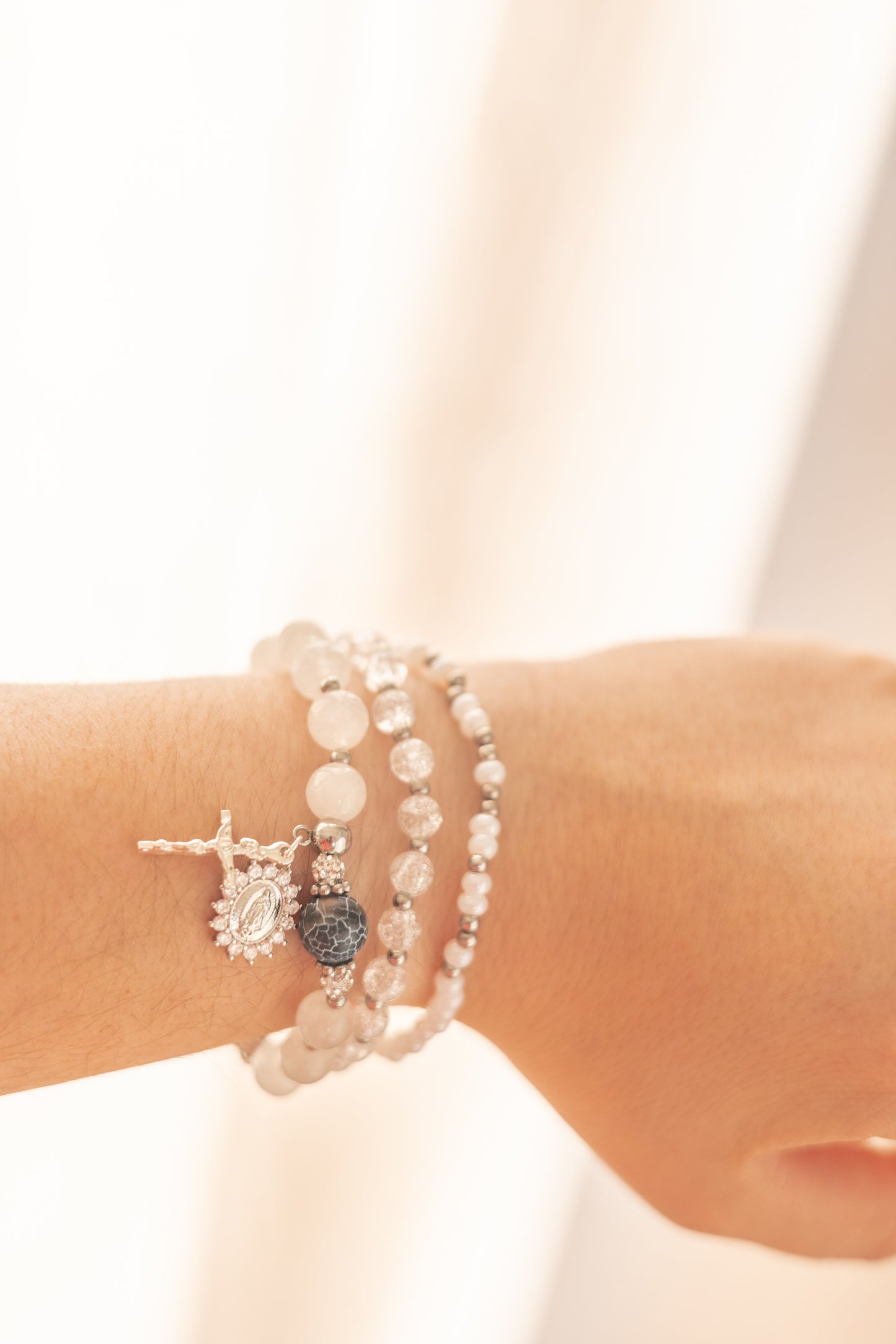 Stretch Stack Bracelet - Gate of Heaven - Silver